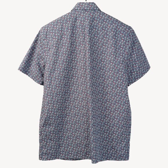 Prada Navy Lion-Print Cotton Short-Sleeve Button-Up Shirt - Picture 2 of 14